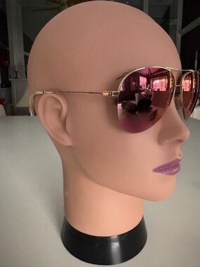 Victoria Beckham Gold Frame Sunglasses with Pink Lenses